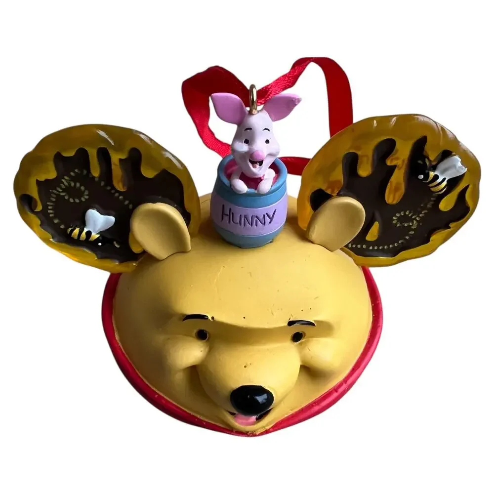 Disney Parks Artist Signed Mickey Mouse Ears Winnie the Pooh Piglet Ornament